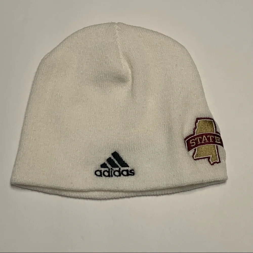 Adidas Mississippi State Unisex Beanie Kids Youth One Size White Knit Hat